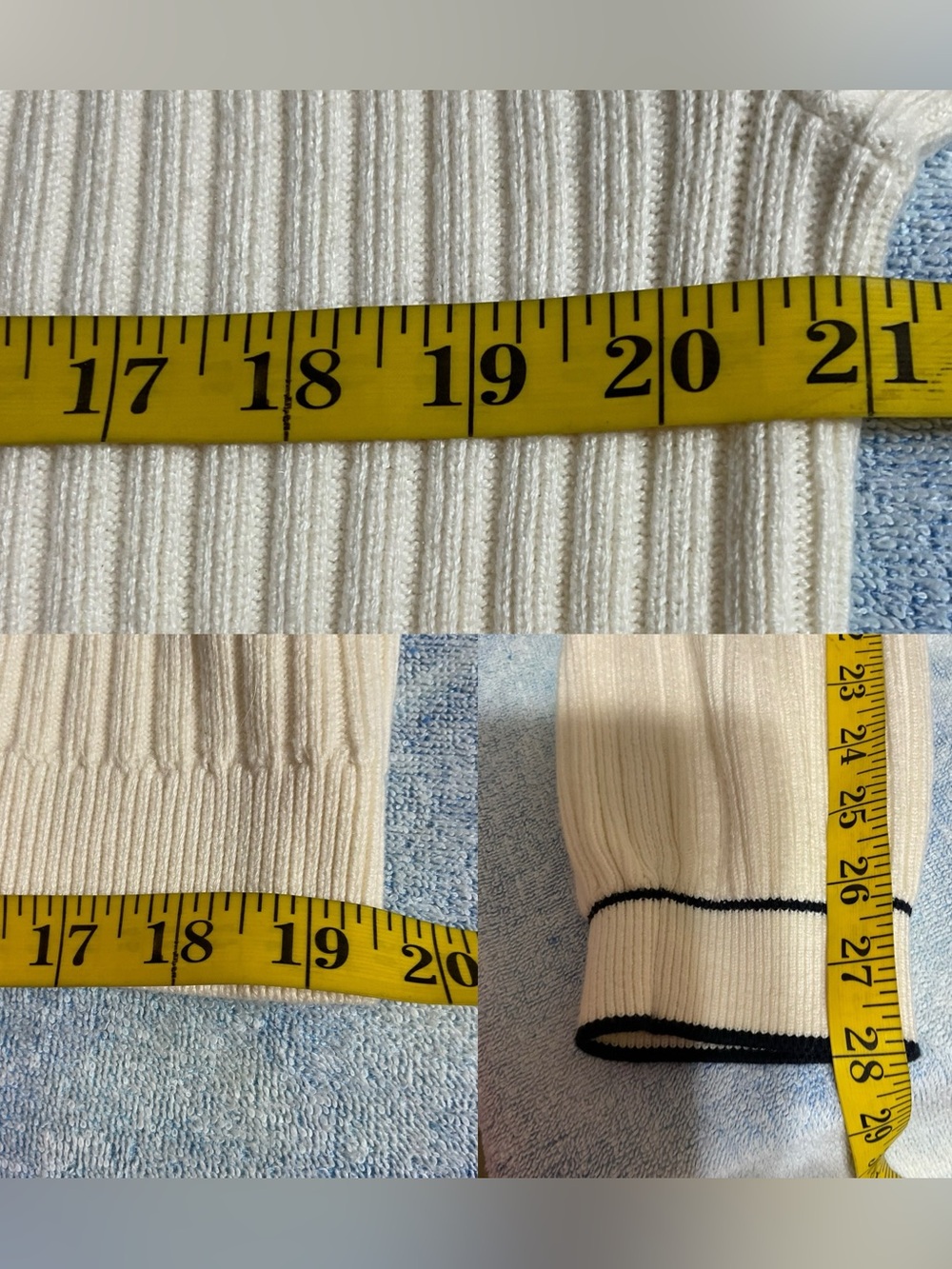 Talbots Ivory Pearl Button V-Neck cardigan W/ Black Stripe Trim SZ LP - Picture 15 of 16